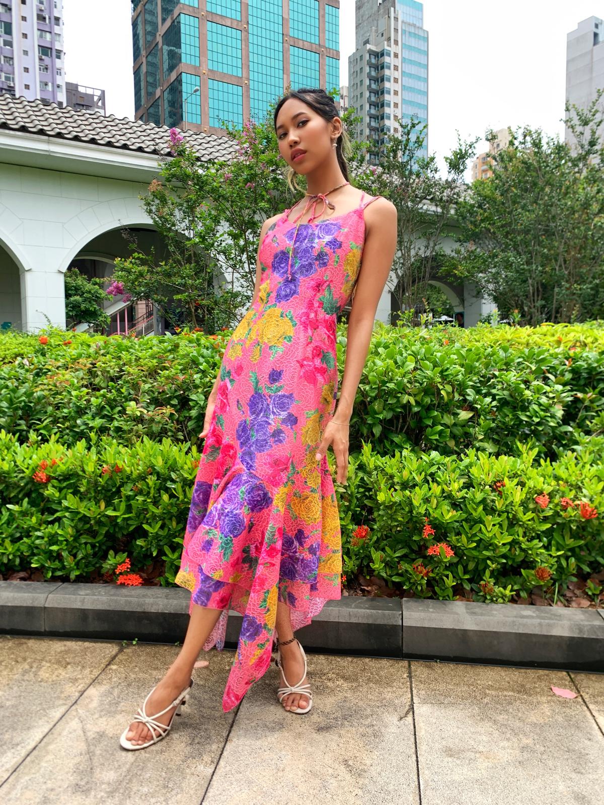 French Lace Floral Bouquet Dress