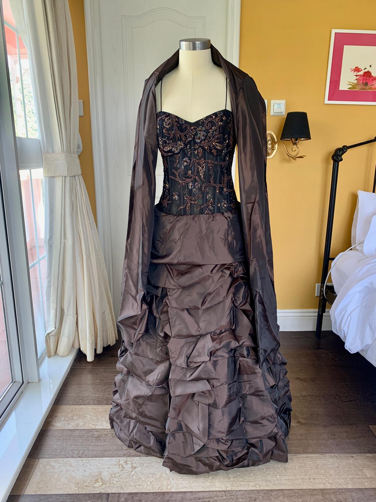 Burnt Brown Sugar Beaded Ball Gown