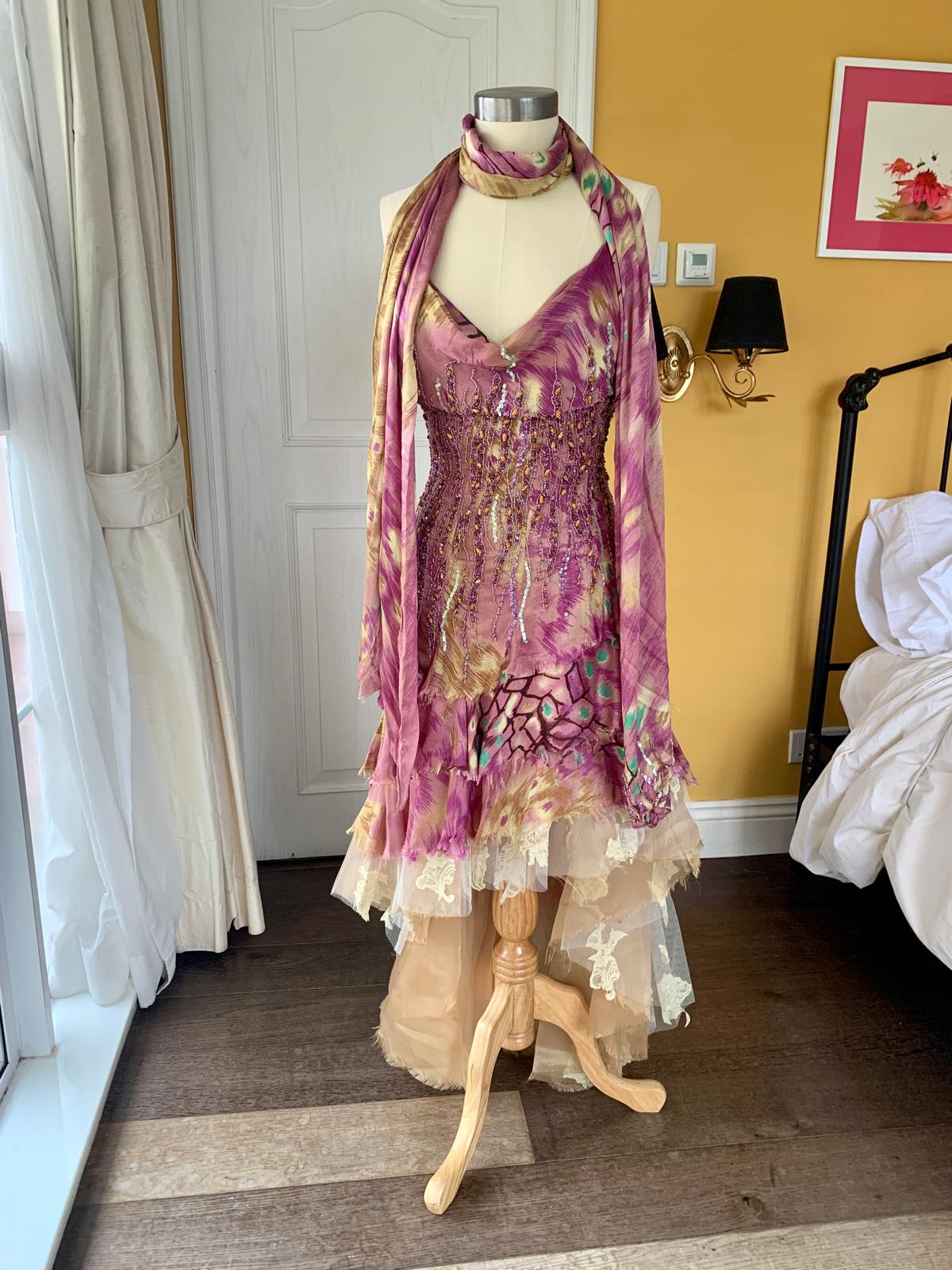 Amethyst Peacock Flared Dress