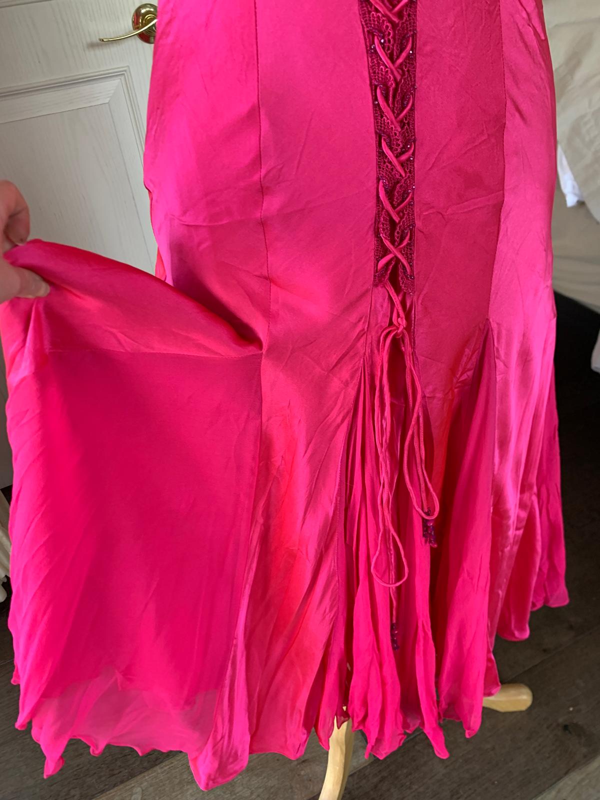 Fuchsia Silk Braided Midi Dress
