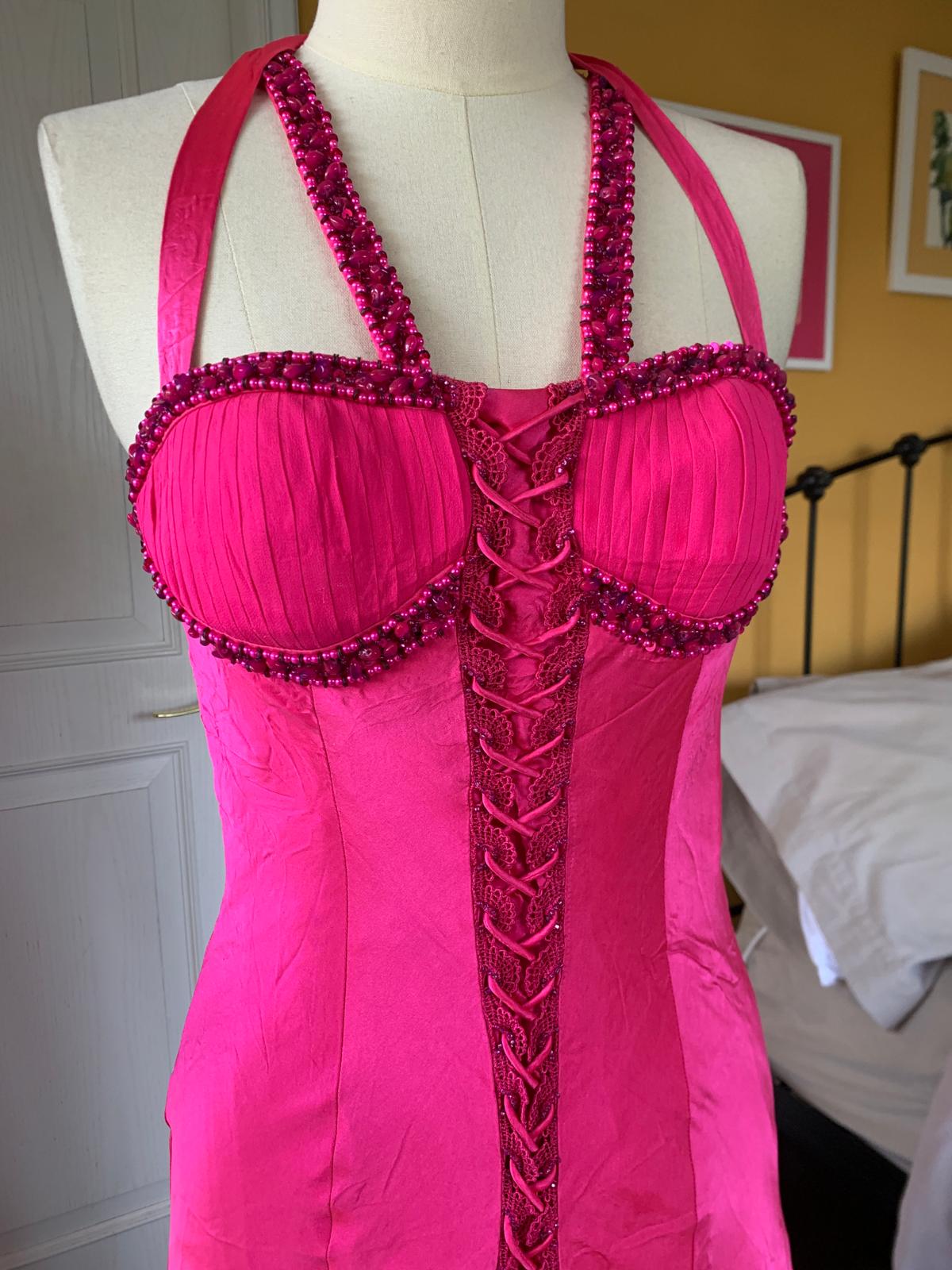 Fuchsia Silk Braided Midi Dress