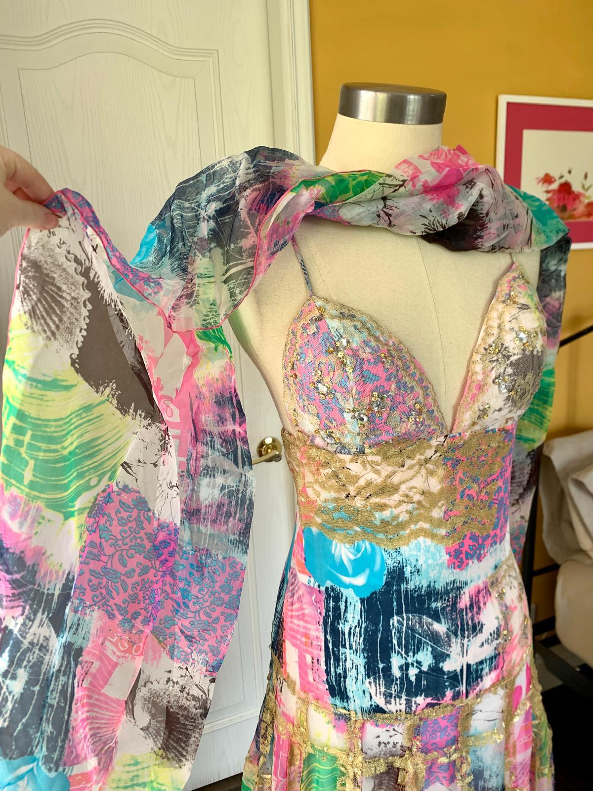 Bright Patchwork Midi Dress