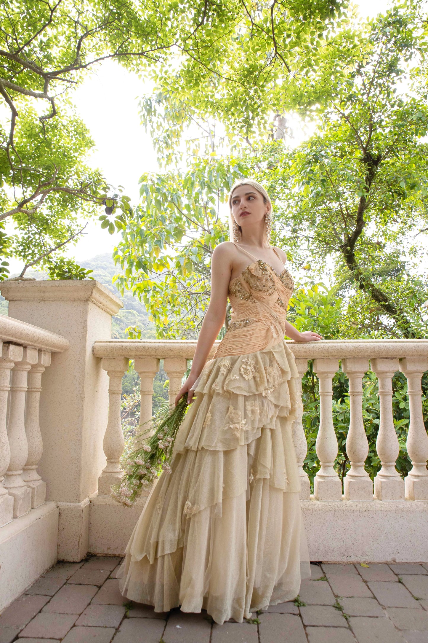Gorgeous Ball Gowns | Chantilly Cream Layered Ball Gown | Freis Spirit