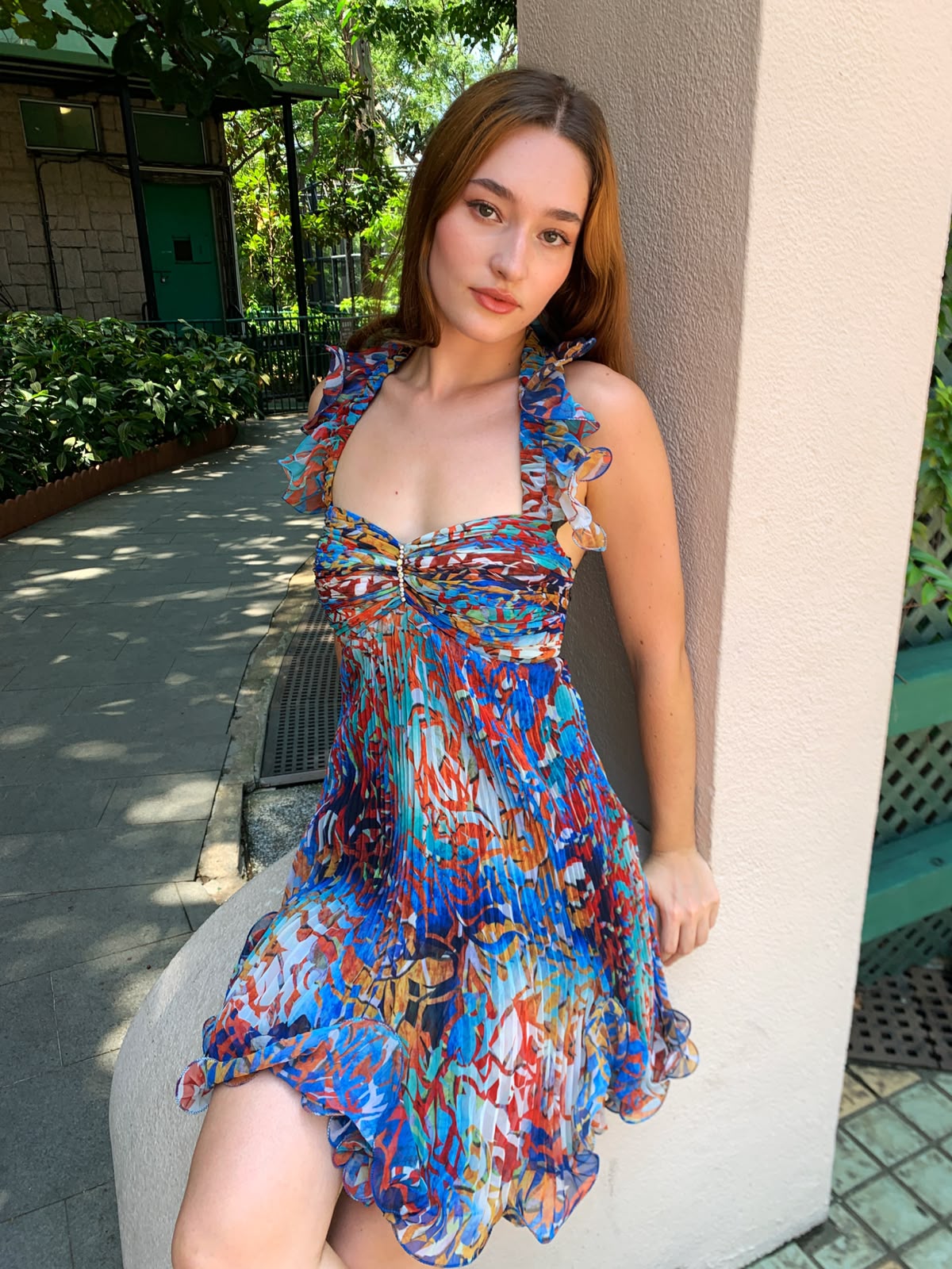 Adagio Blue Flared Midi Dress