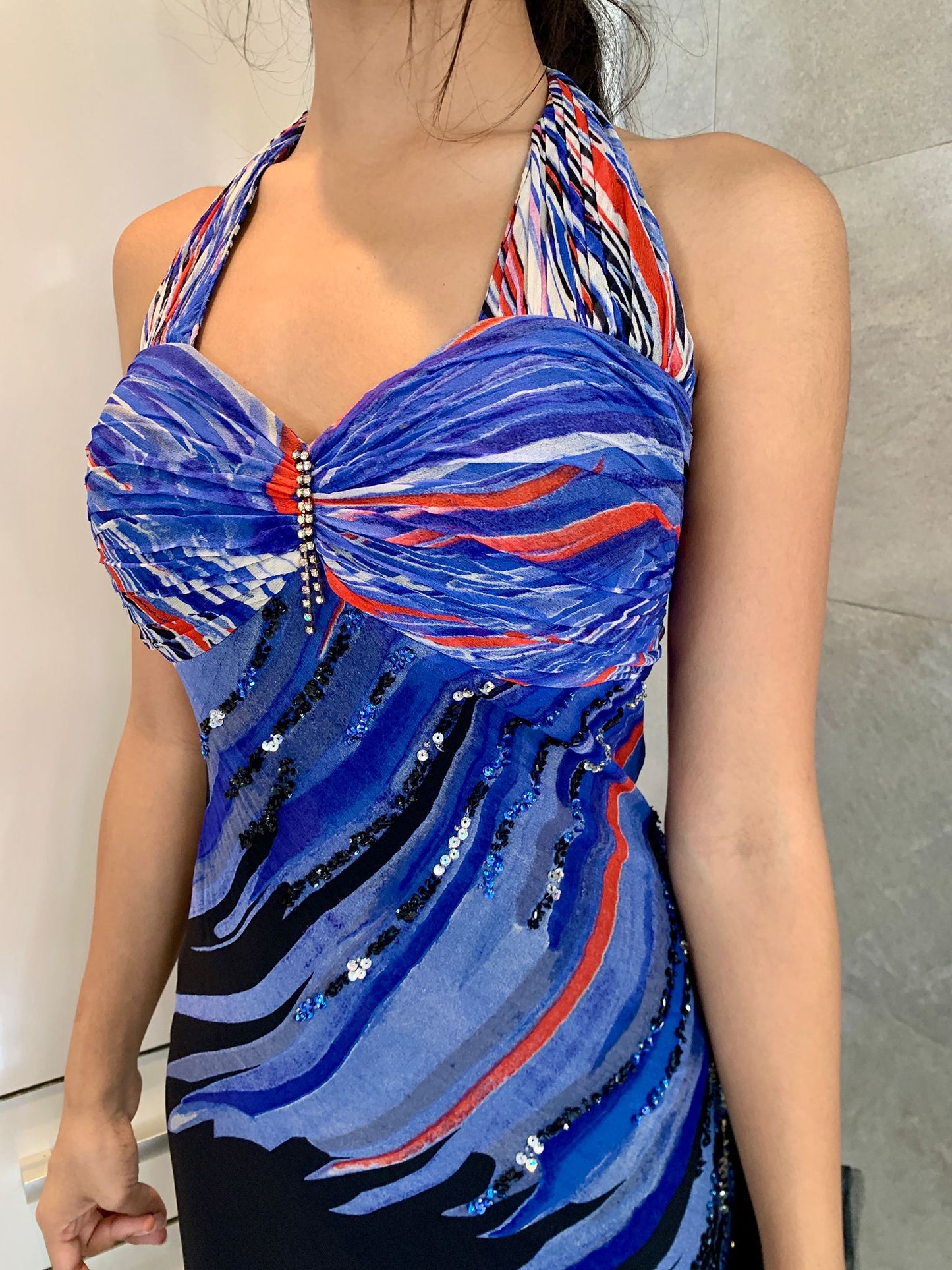 Blue Tulle Midi Dress