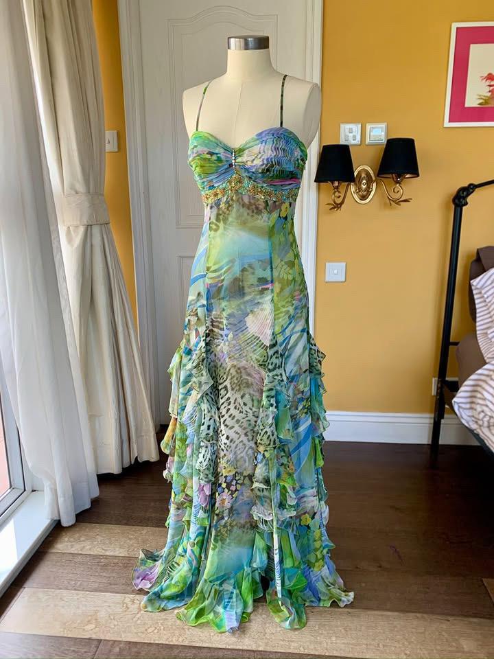 Blue Watercolour Floral Maxi Dress