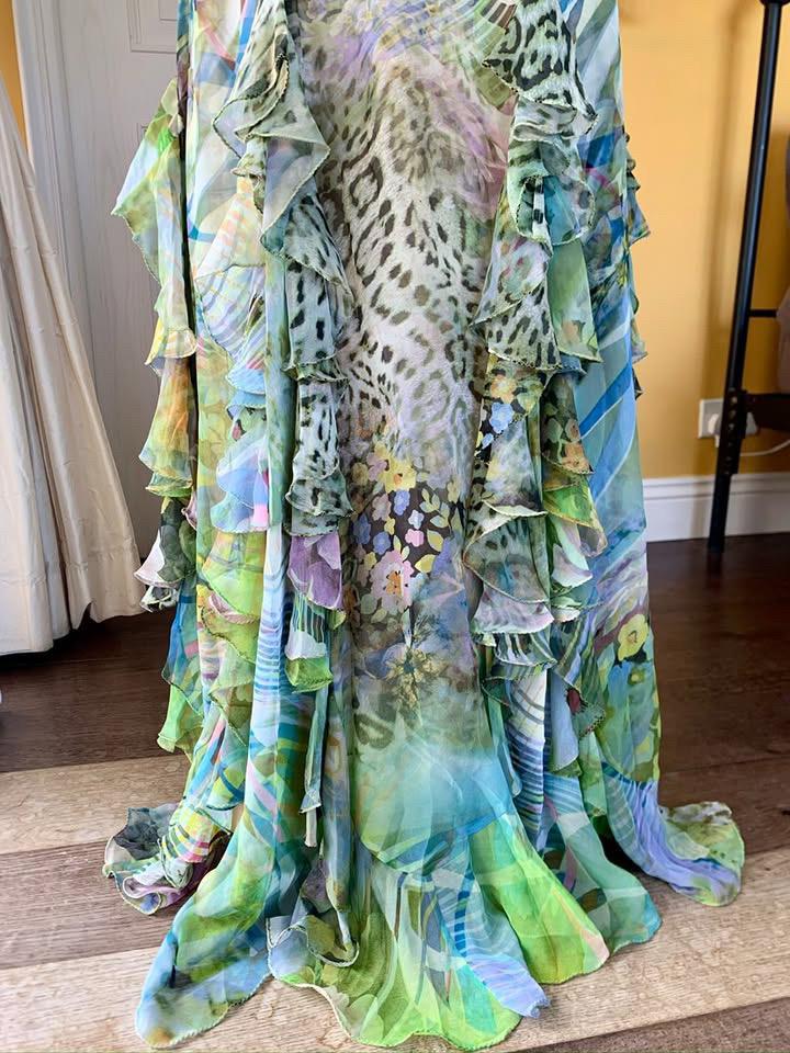 Blue Watercolour Floral Maxi Dress