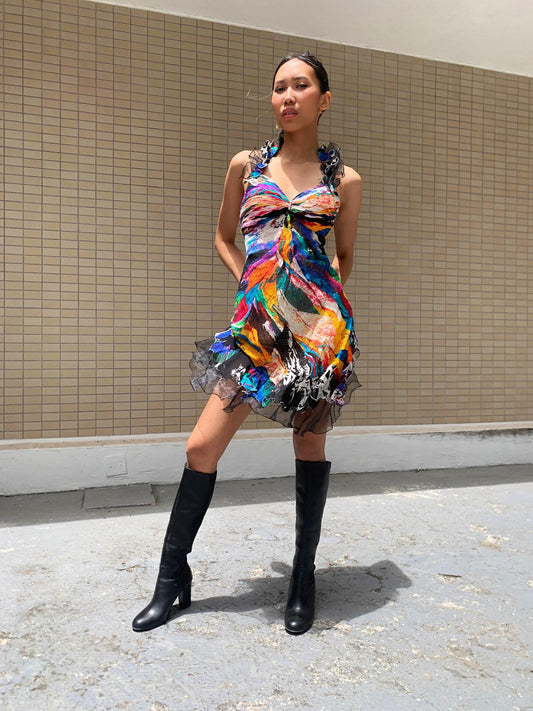Multicoloured Flare Mini Dress