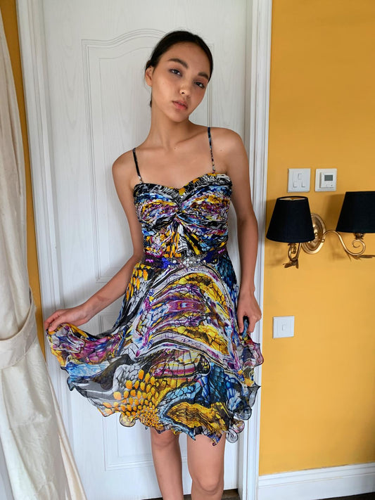Kaleidoscope Print Flared Mini Dress