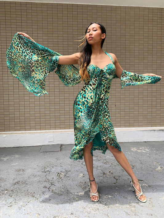 Minty Leopard Midi Dress