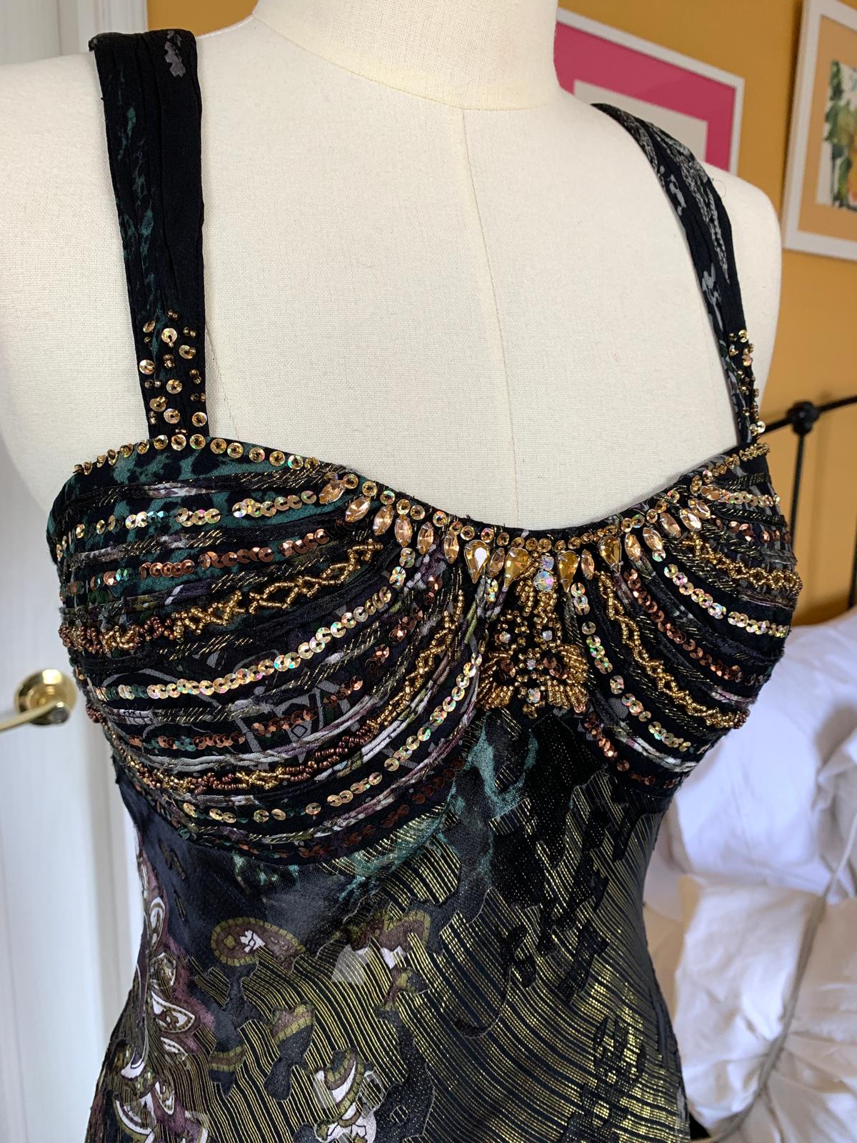 Khaki & Gold Beaded Maxi Dress