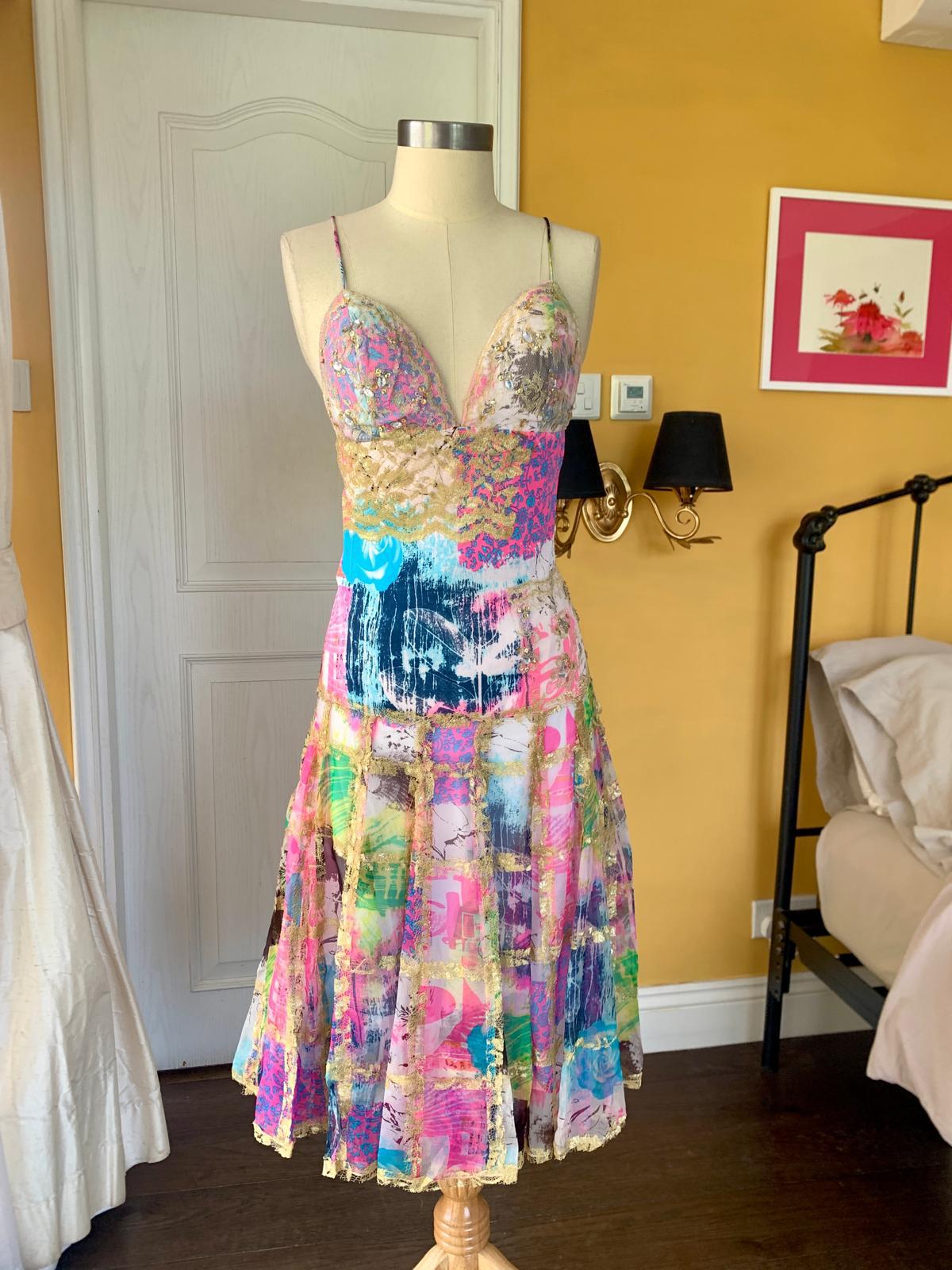 Bright Patchwork Midi Dress