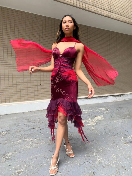 Fuchsia Siren Midi Dress