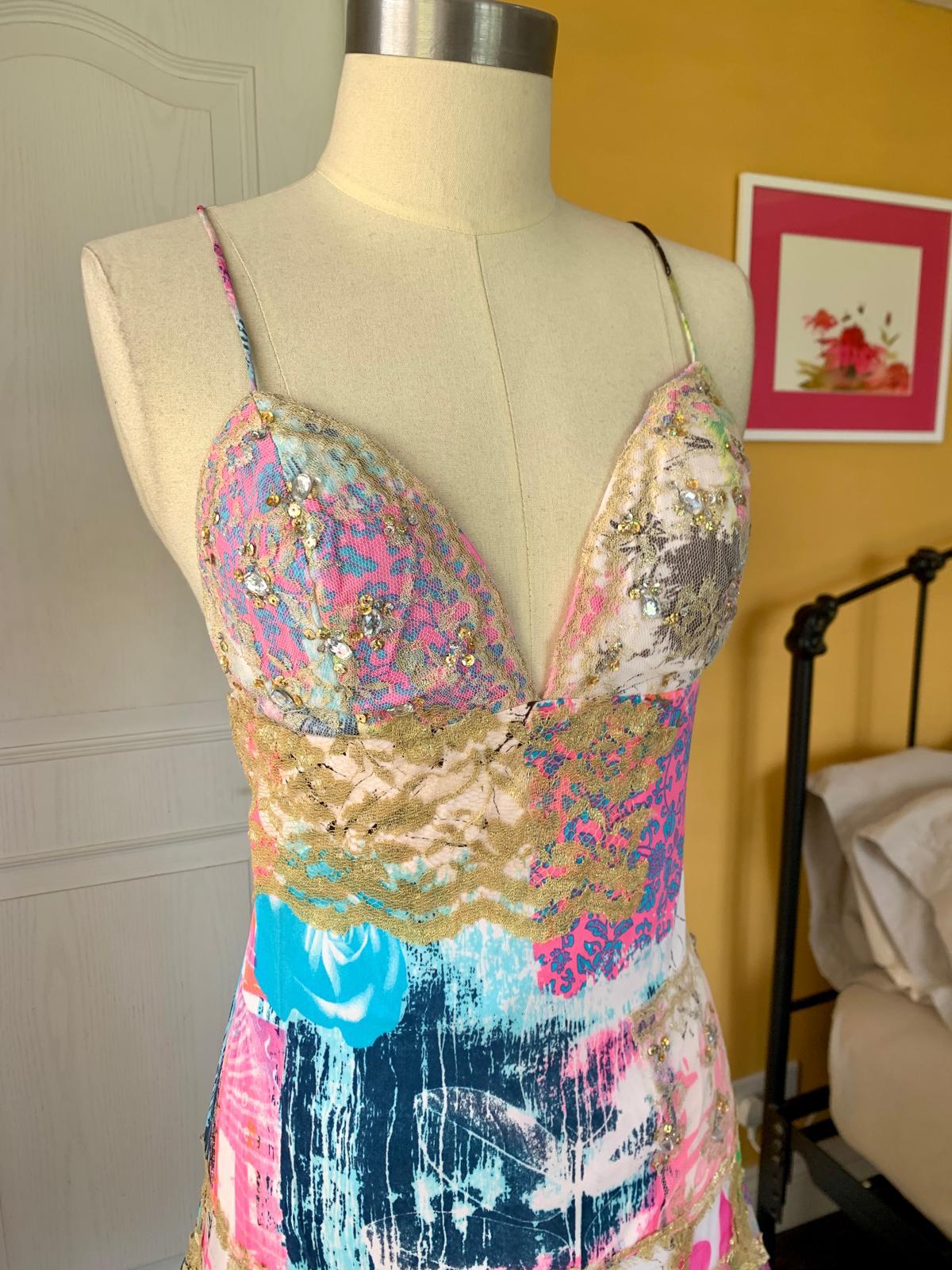 Bright Patchwork Midi Dress