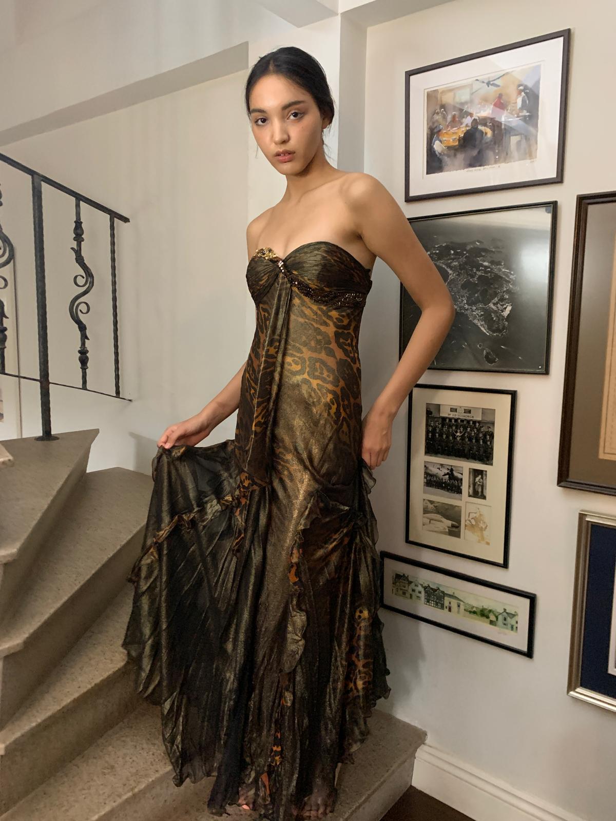 Bronzed Shimmer Leopard Gown