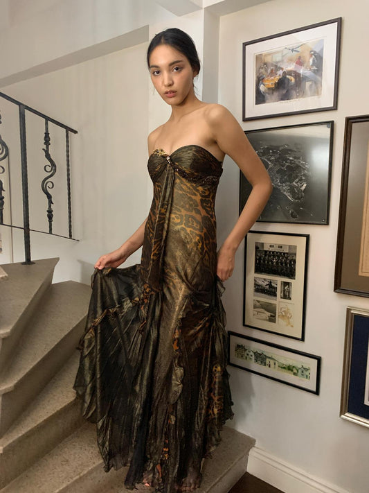 Bronzed Shimmer Leopard Gown