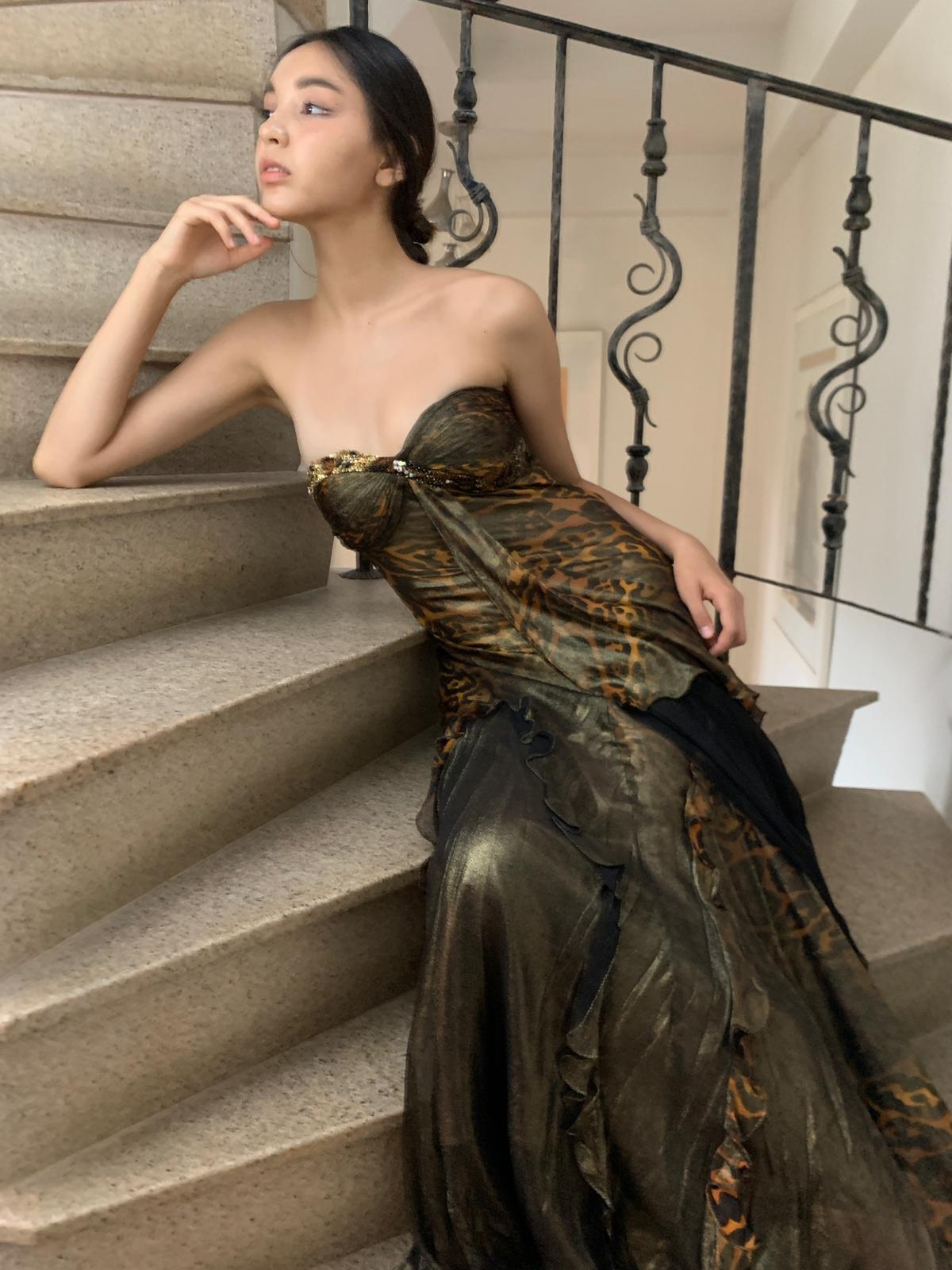 Bronzed Shimmer Leopard Gown