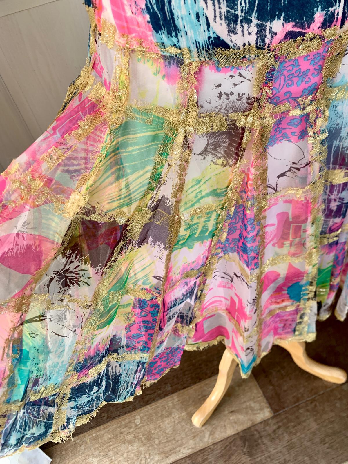 Bright Patchwork Midi Dress