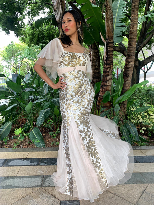 Gilded Glamour Chiffon Gown
