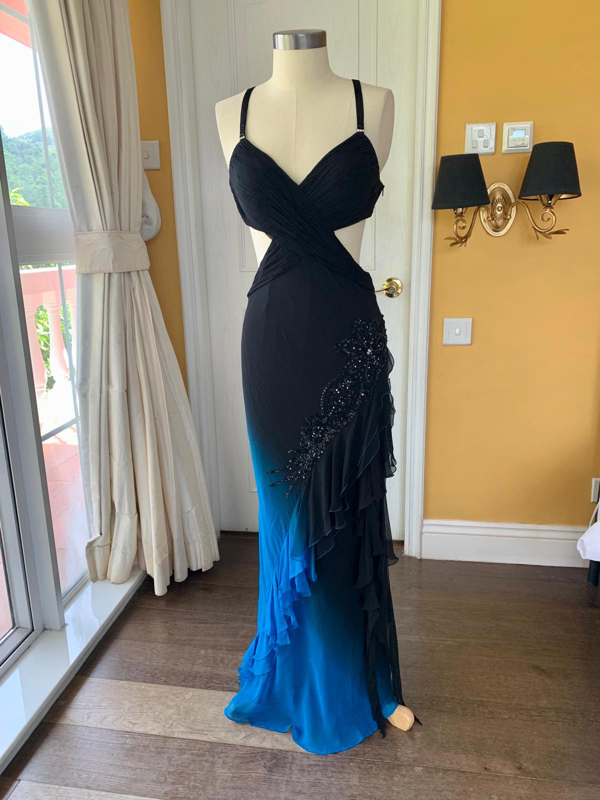 Blue Black Ombre Cut-Out Gown