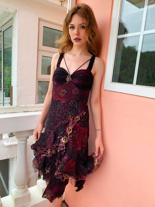 Deep Purple Gold Shimmer Dress