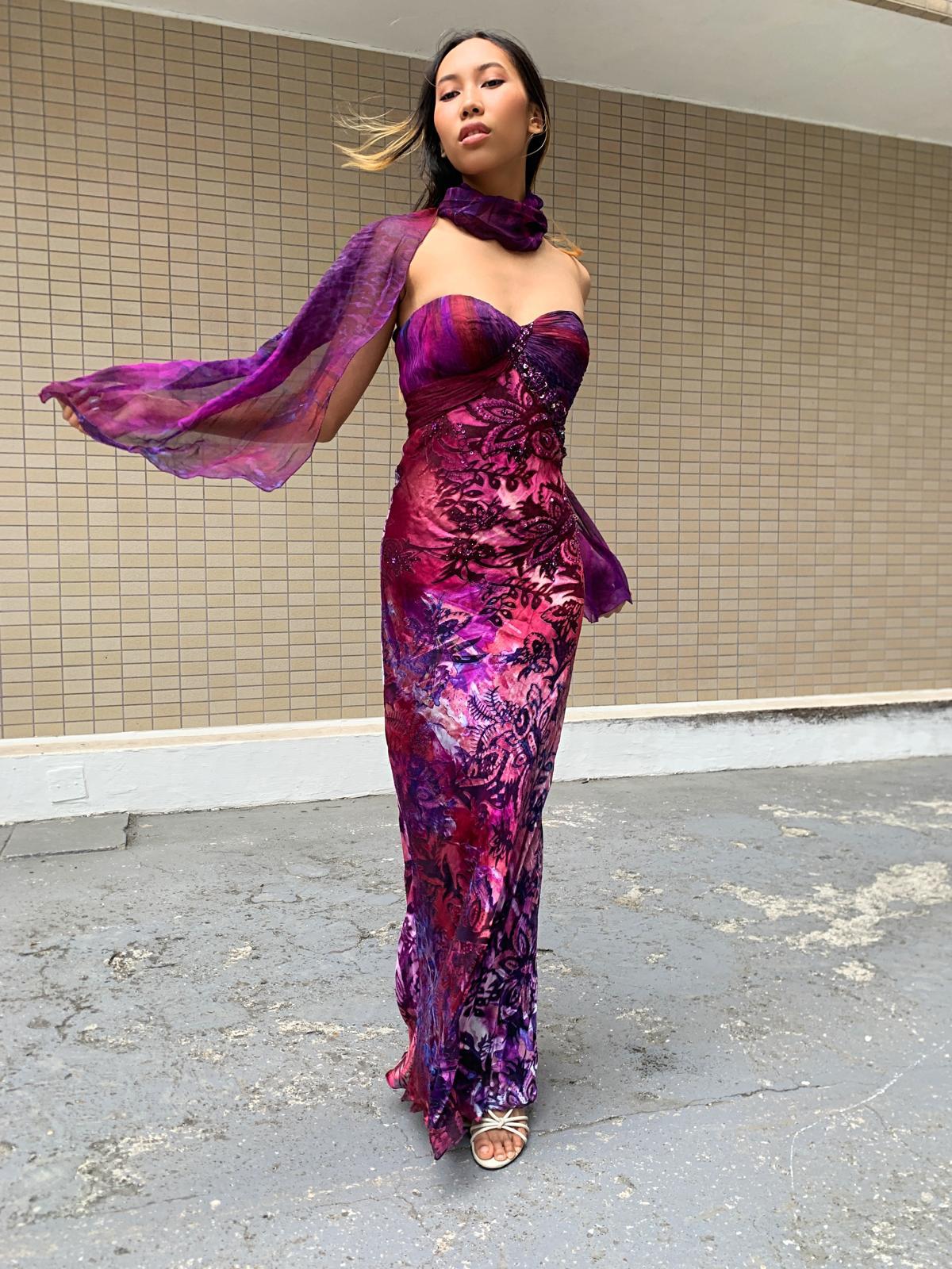 Purple Flames Burnout Maxi Dress