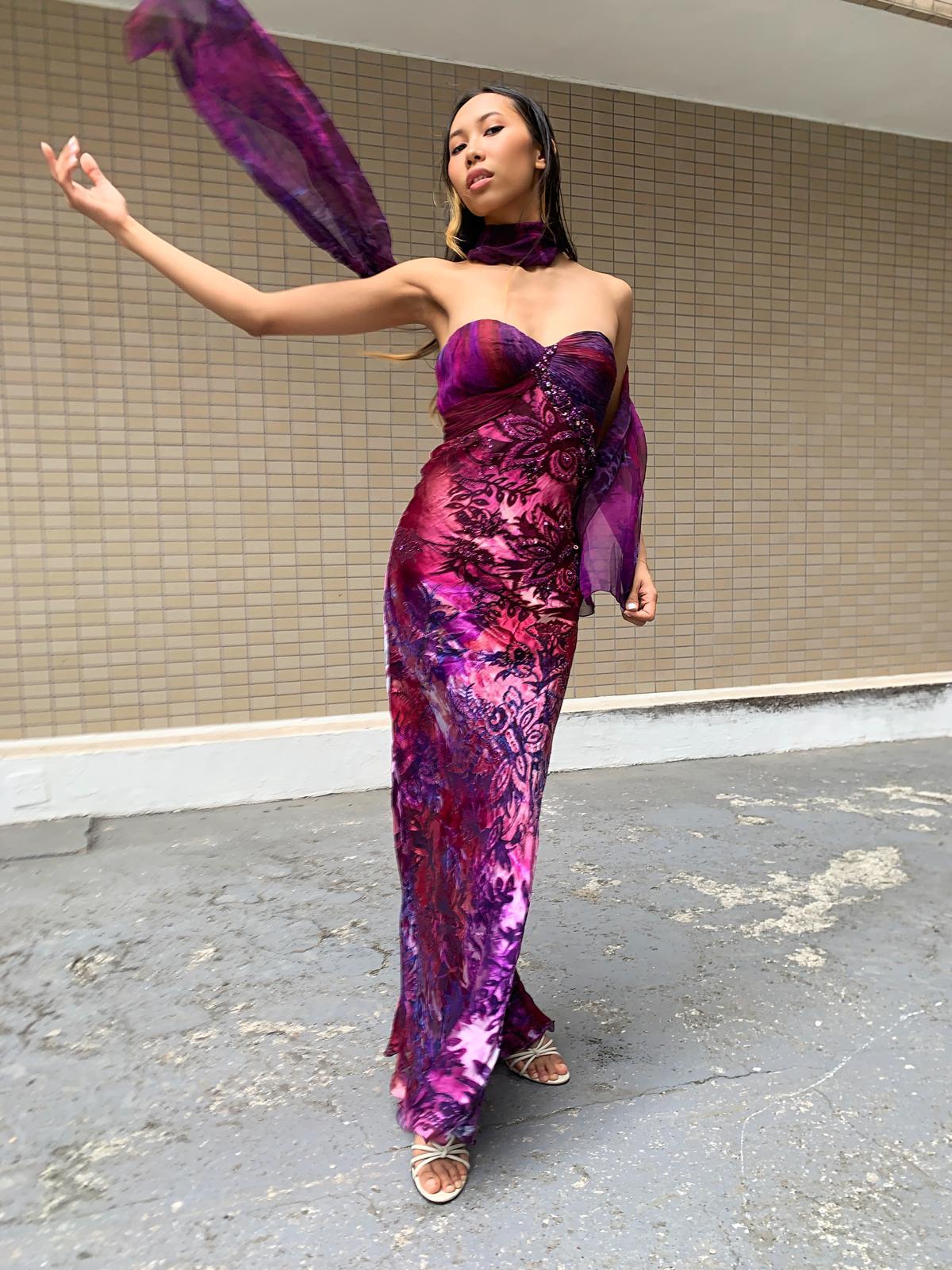 Purple Flames Burnout Maxi Dress