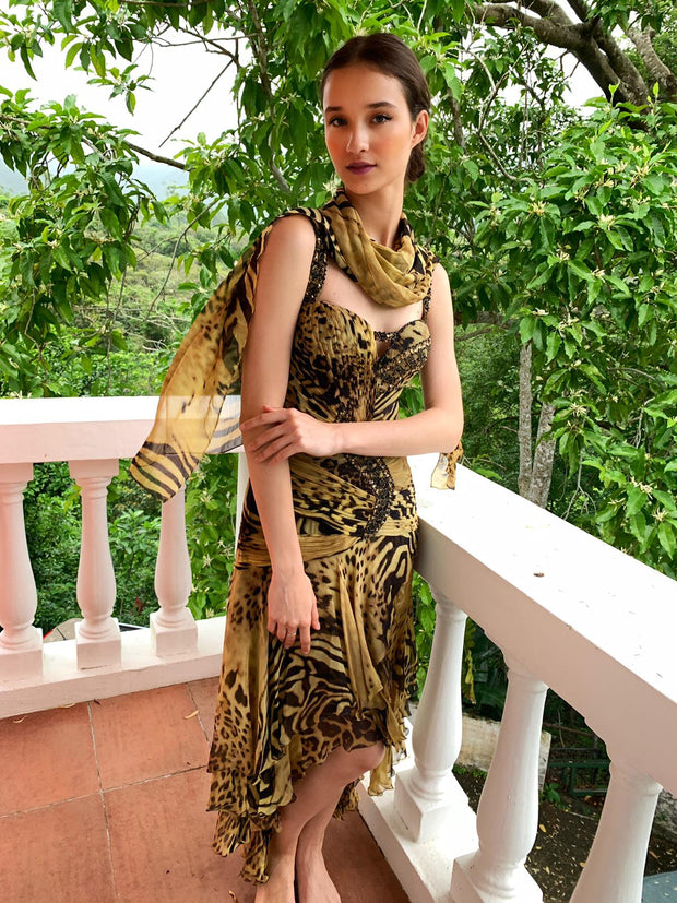 Leopard Swirl Midi Dress