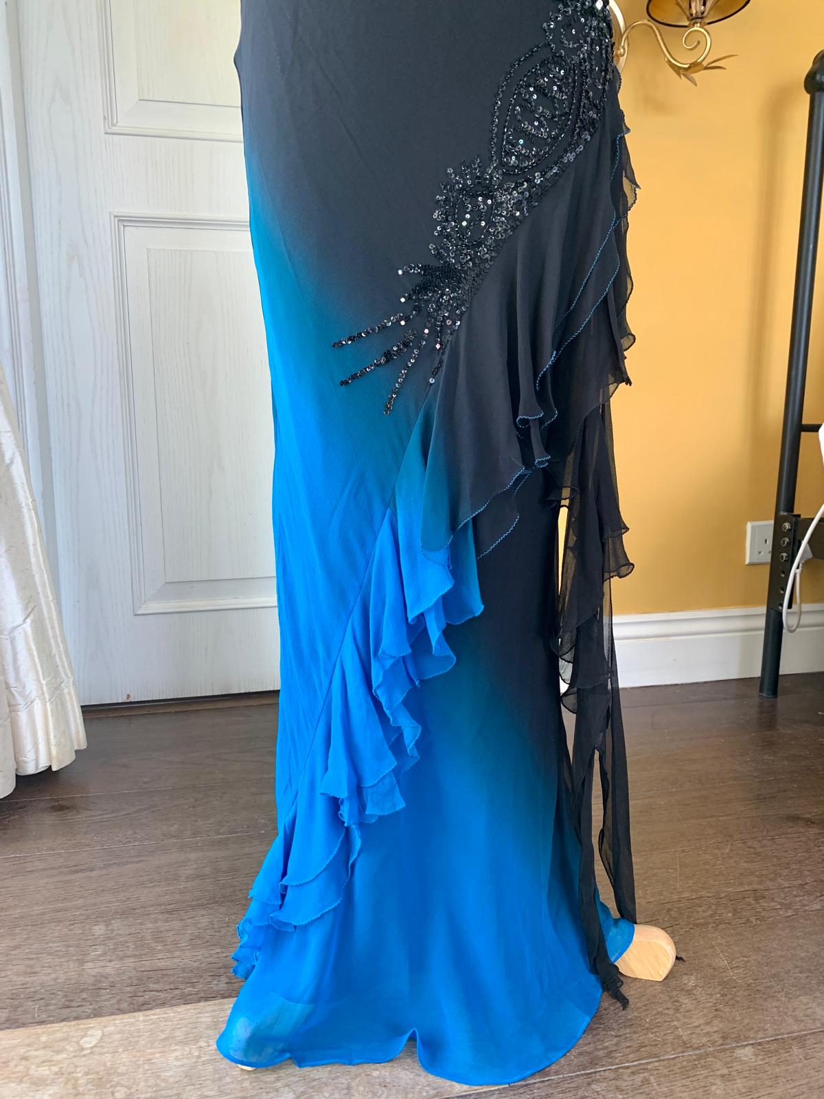 Blue Black Ombre Cut-Out Gown
