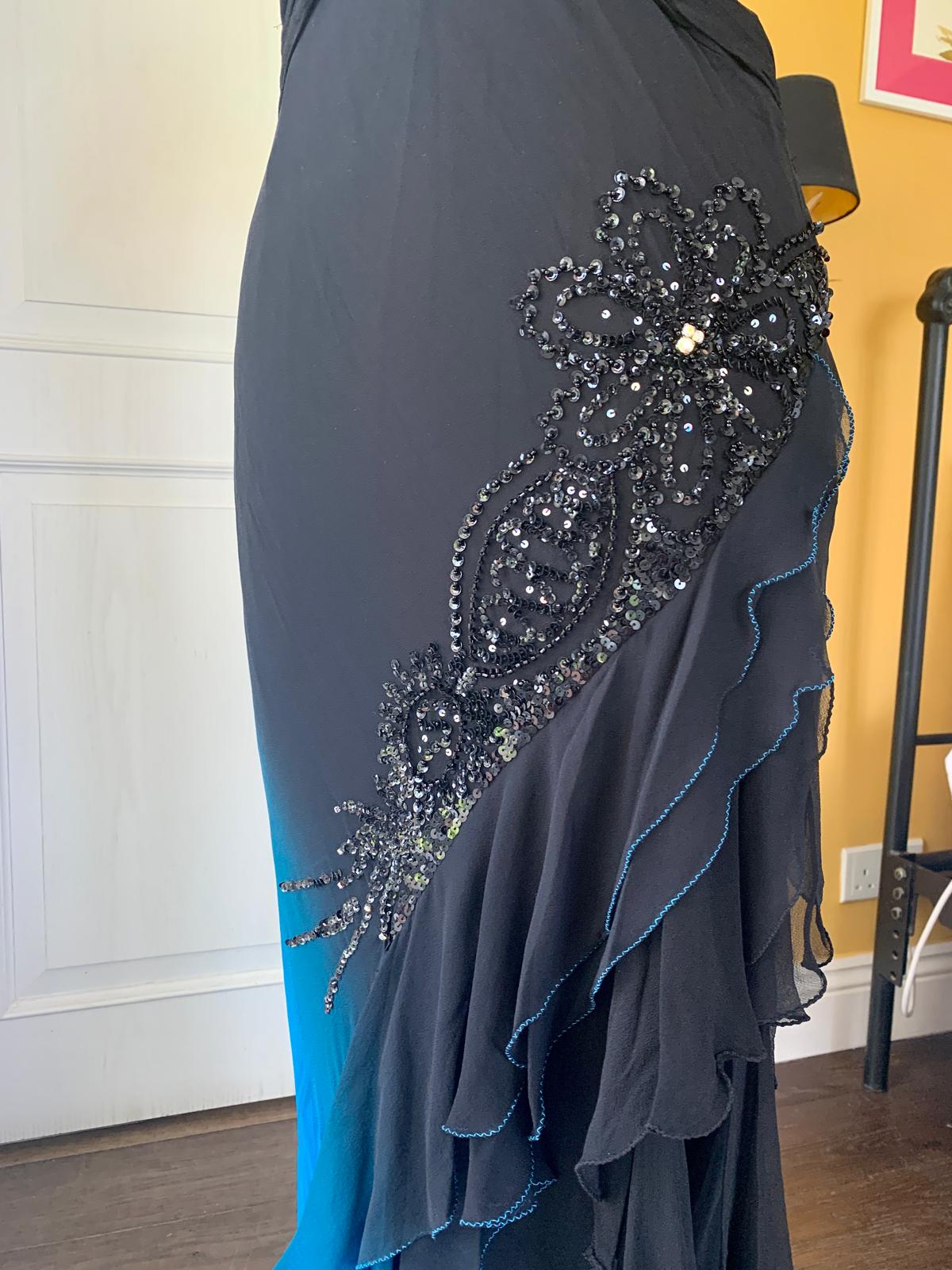 Blue Black Ombre Cut-Out Gown