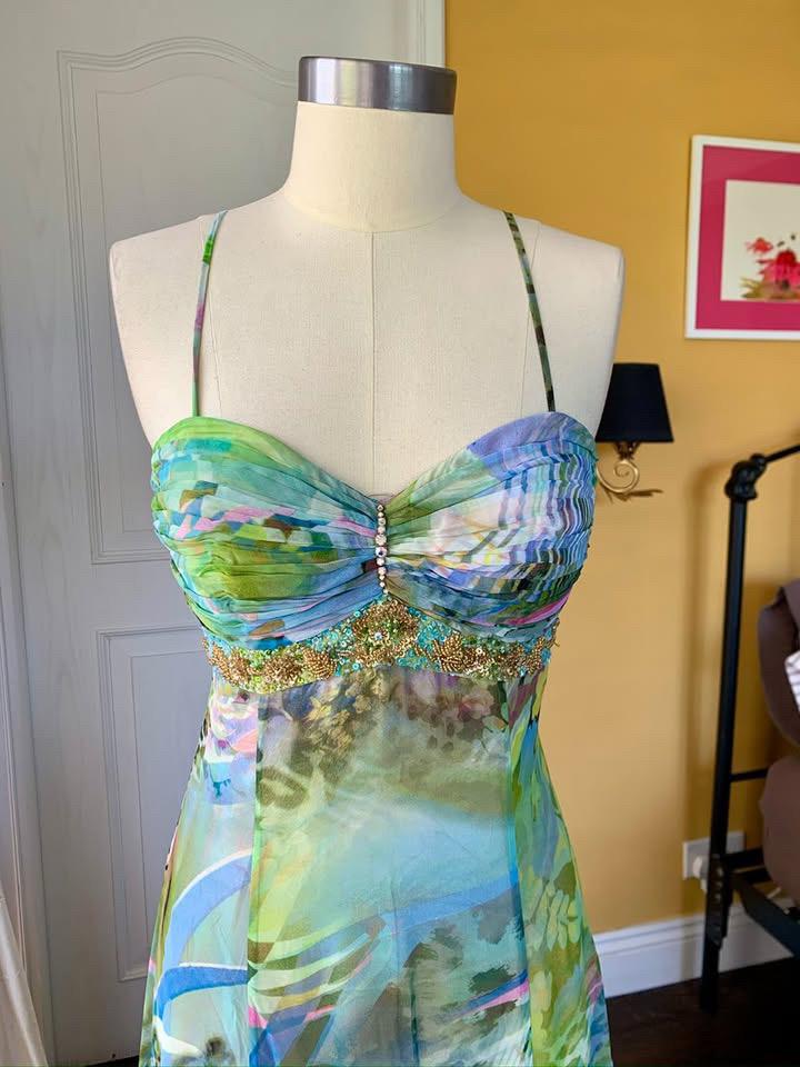 Blue Watercolour Floral Maxi Dress