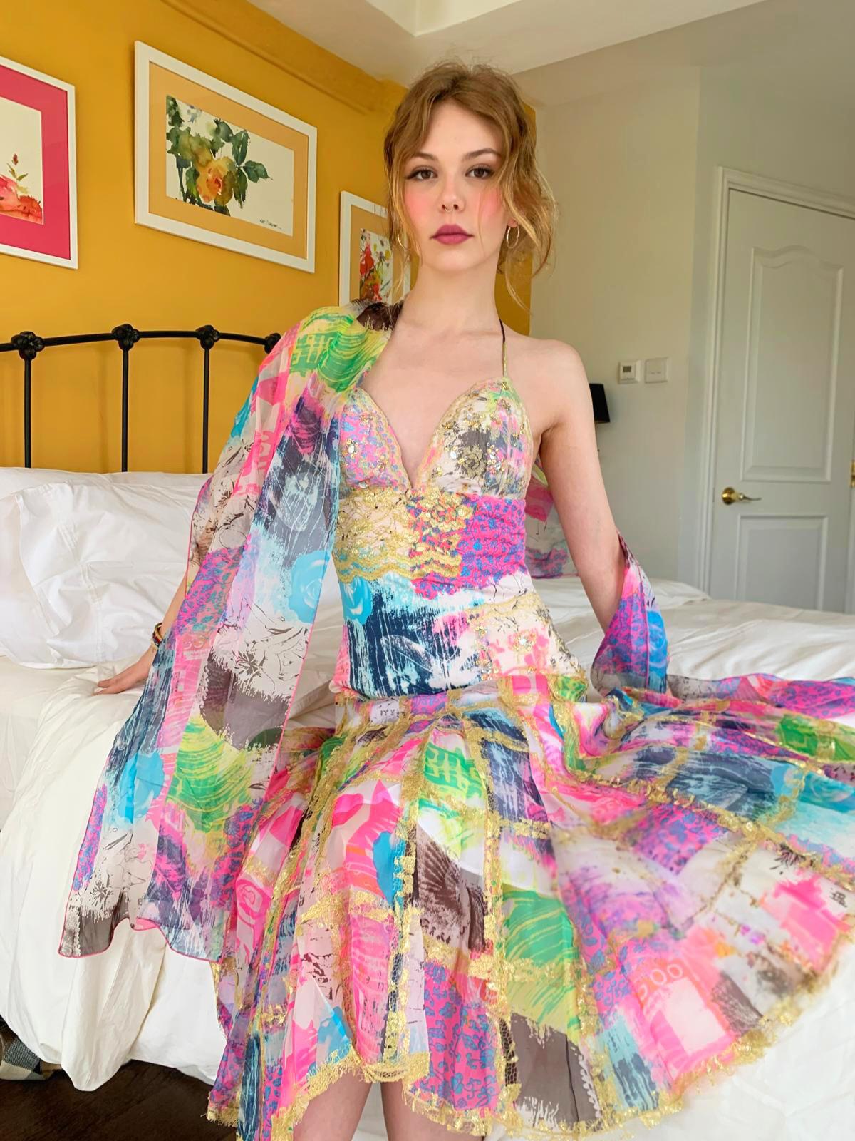 Bright Patchwork Midi Dress