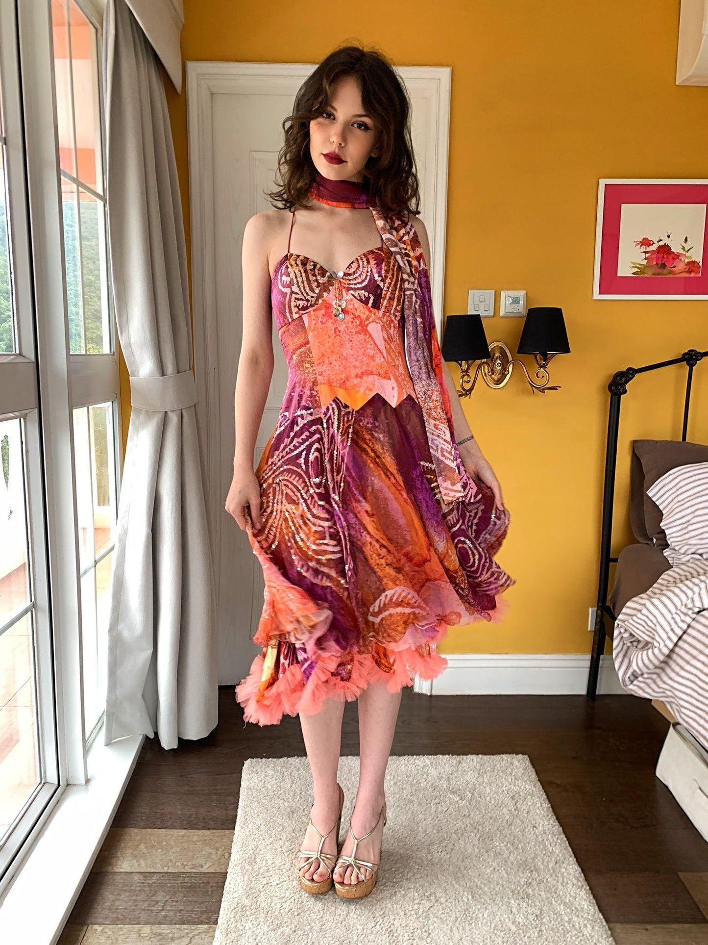 Angel Print Midi Dress