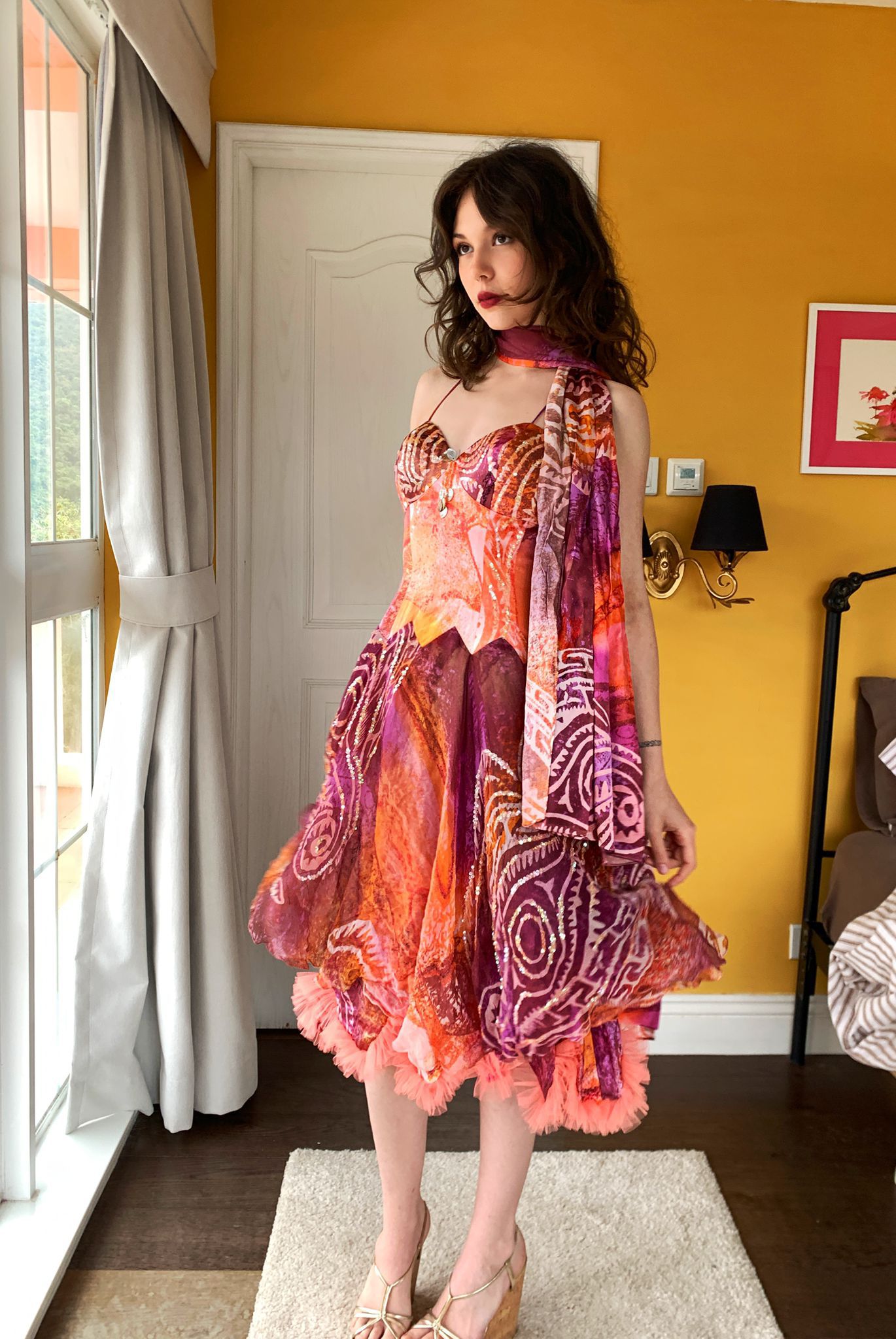 Angel Print Midi Dress