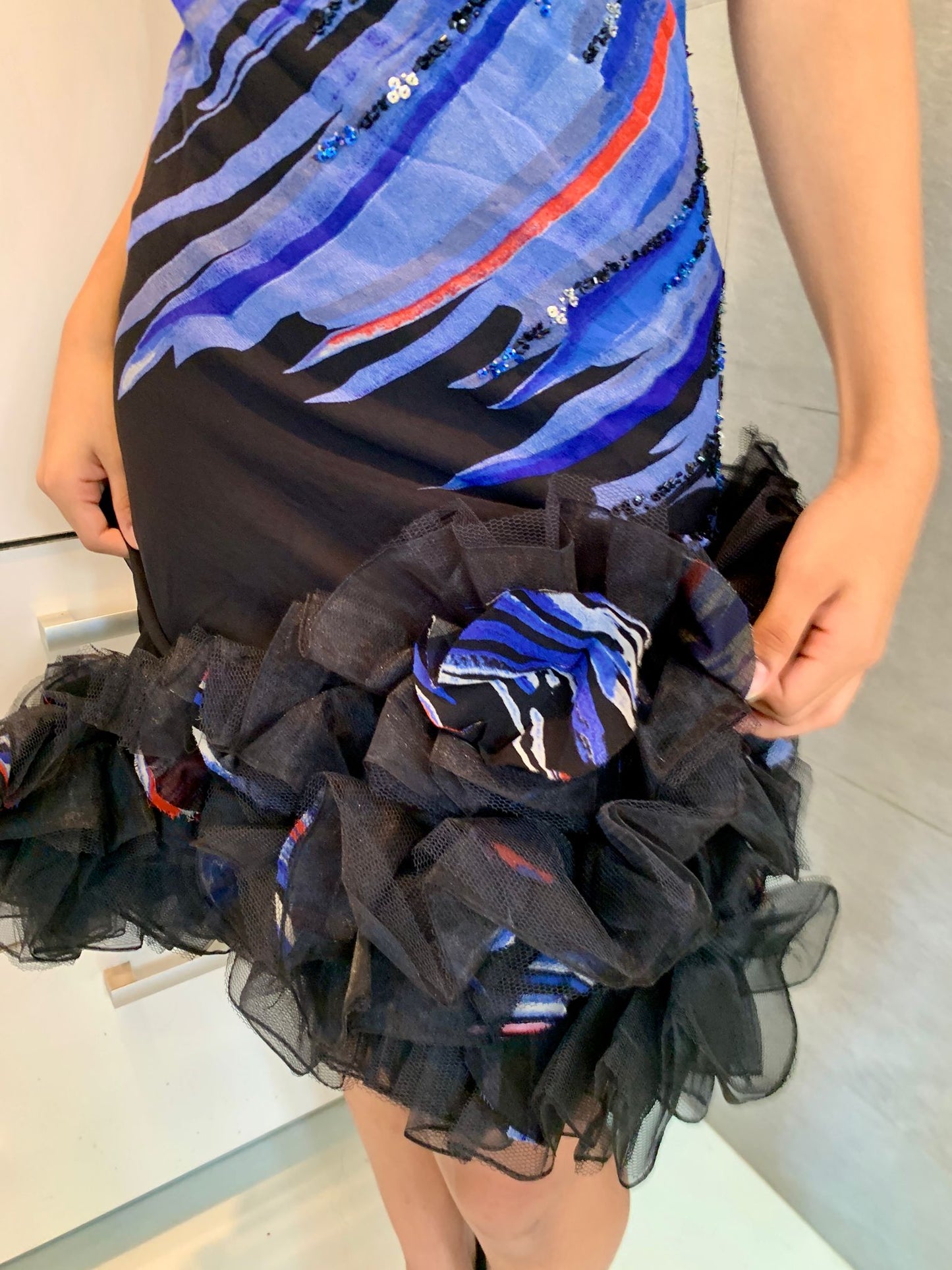 Blue Tulle Midi Dress