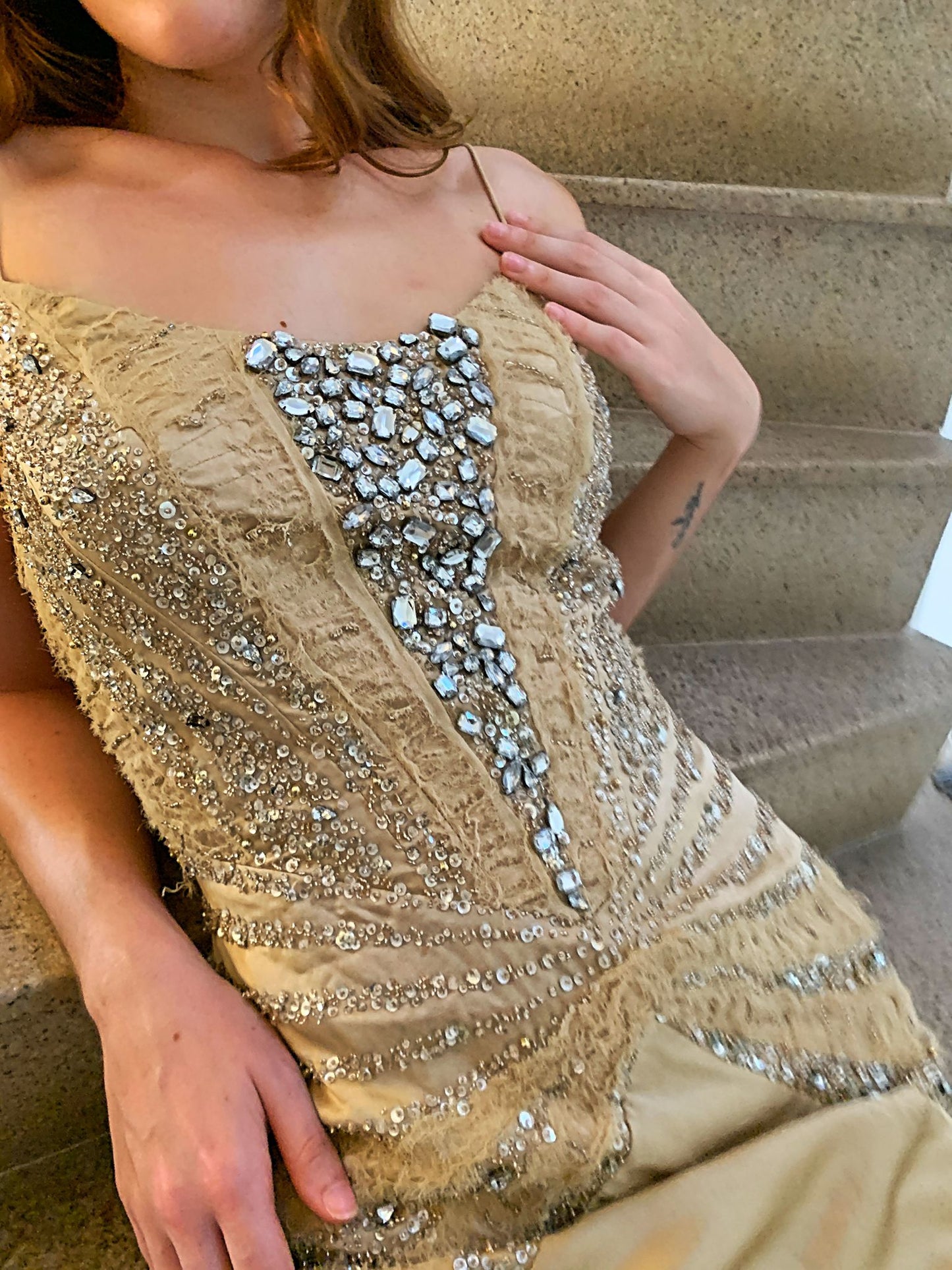 Crystal and Gold Maxi Dress