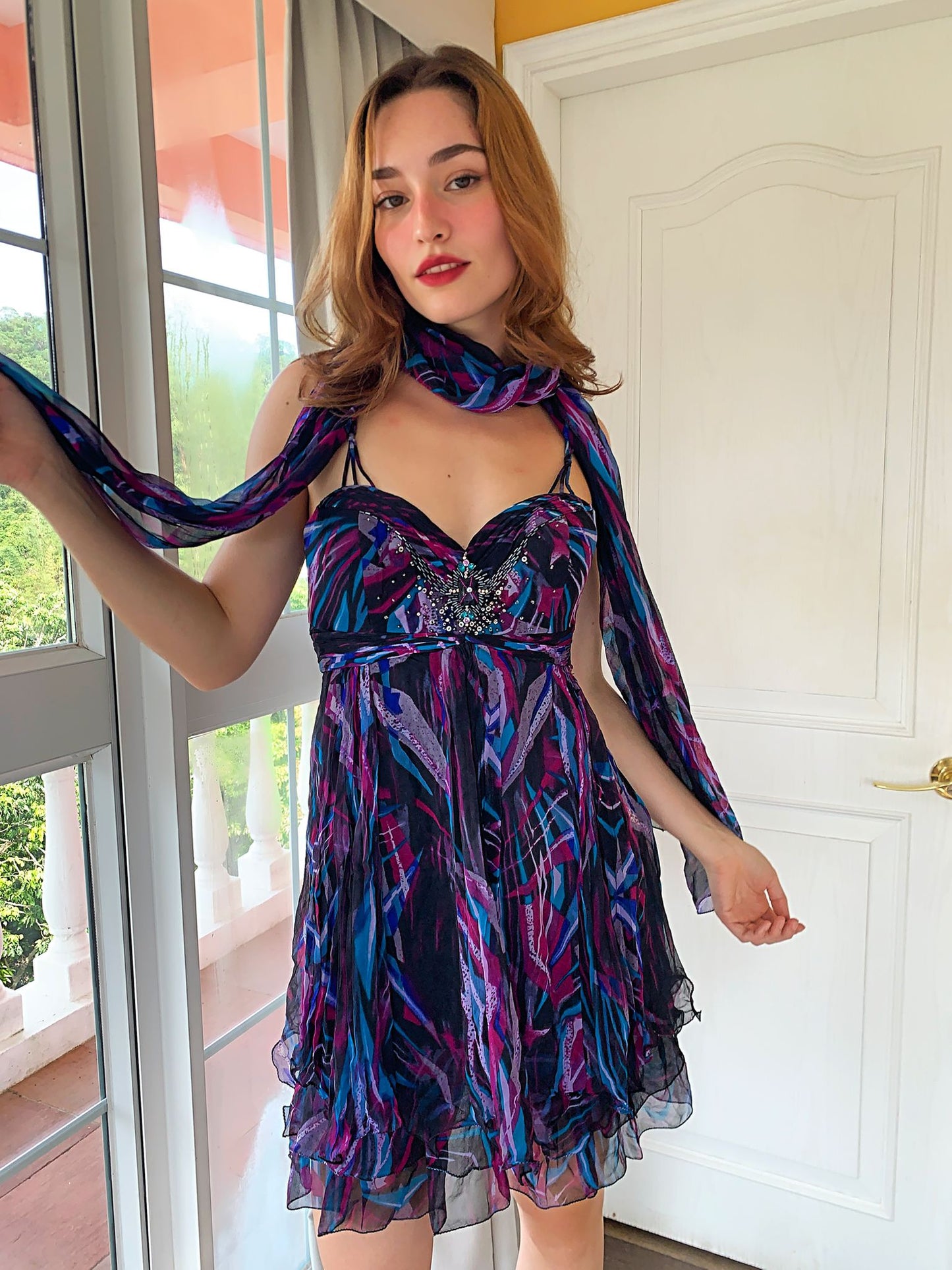 Azure Indigo Graphic Mini Dress