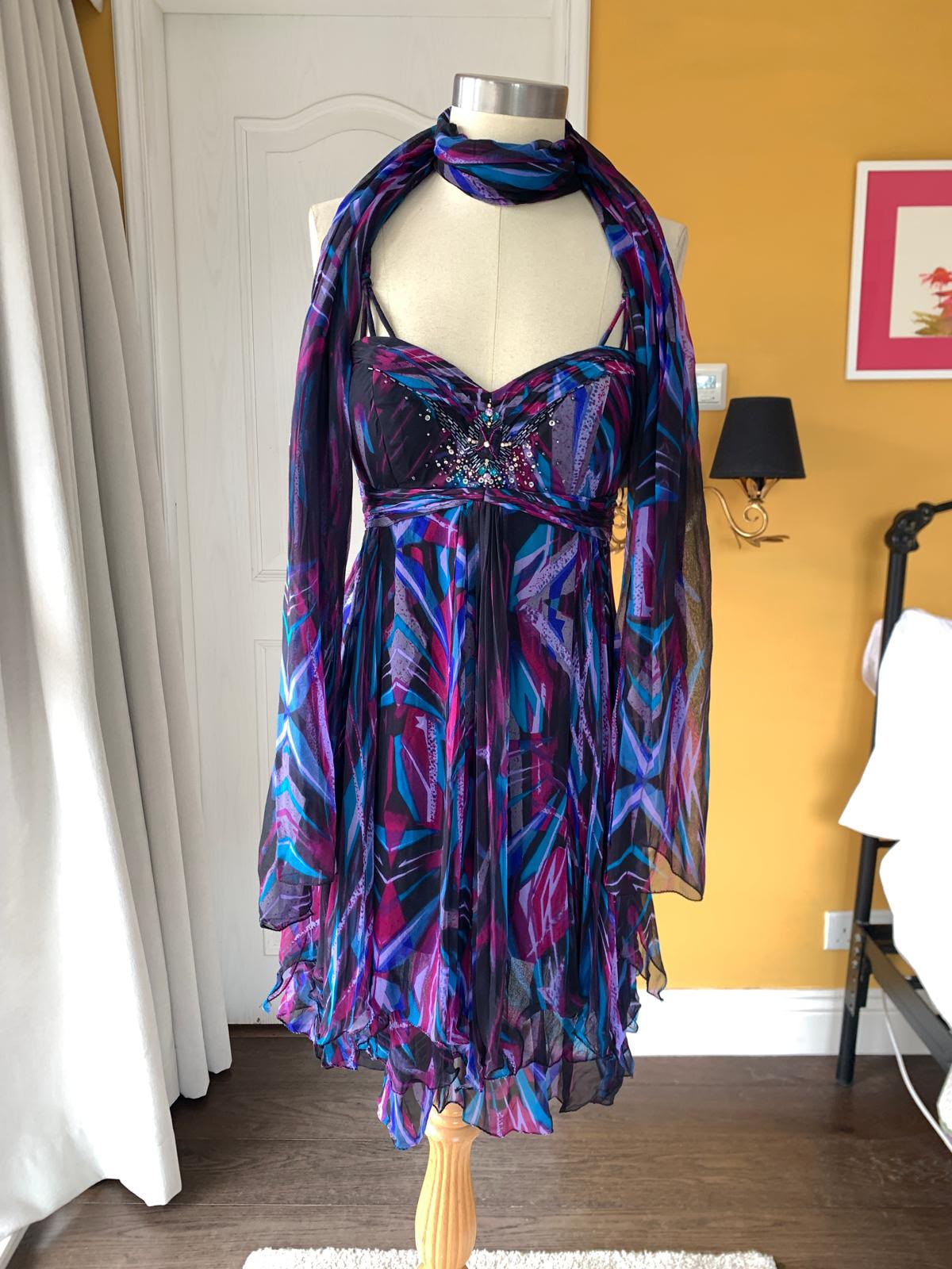 Azure Indigo Graphic Mini Dress