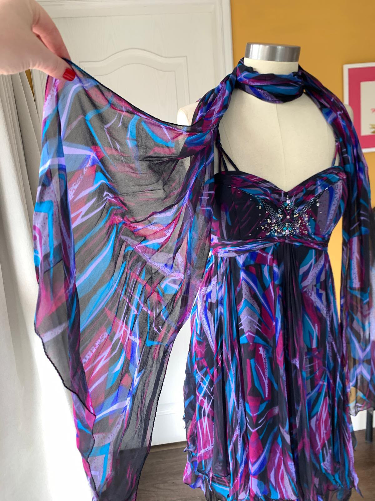 Azure Indigo Graphic Mini Dress