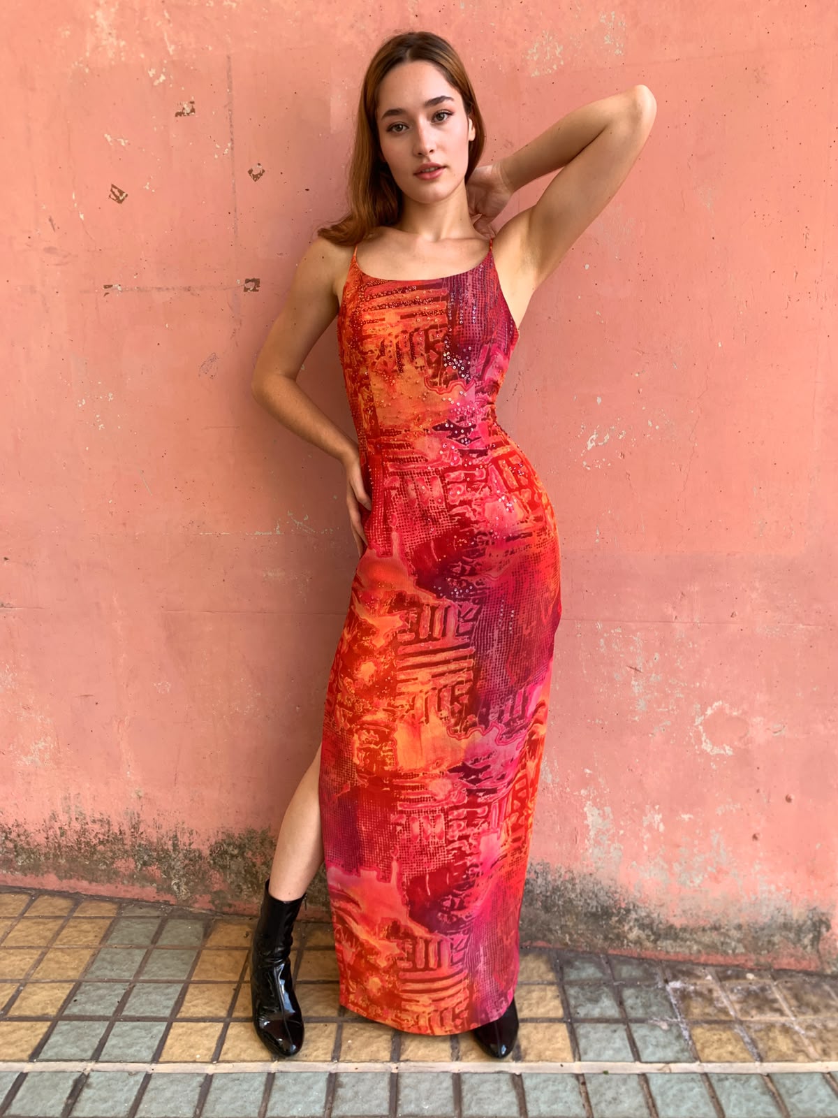 Aztec Coral Maxi Dress