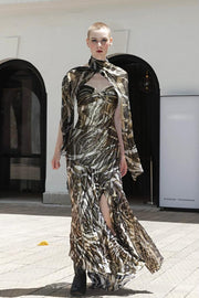 Bronze Metallic Stripe Dress