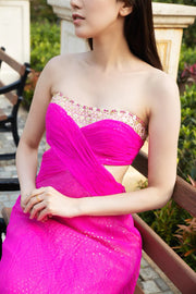 Pink Strapless Dress | Pink Cut out Dress | Freis Spirit