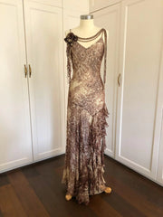 Snakeskin Maxi Dress | Burnt Gold Snakeskin Dress | Freis Spirit
