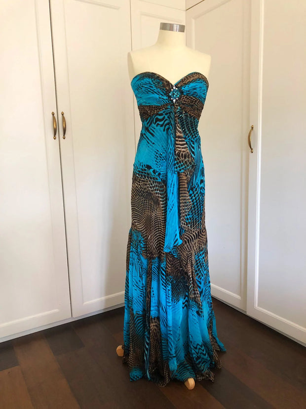Strapless Maxi Dress | Abstract Print Dress | Freis Spirit