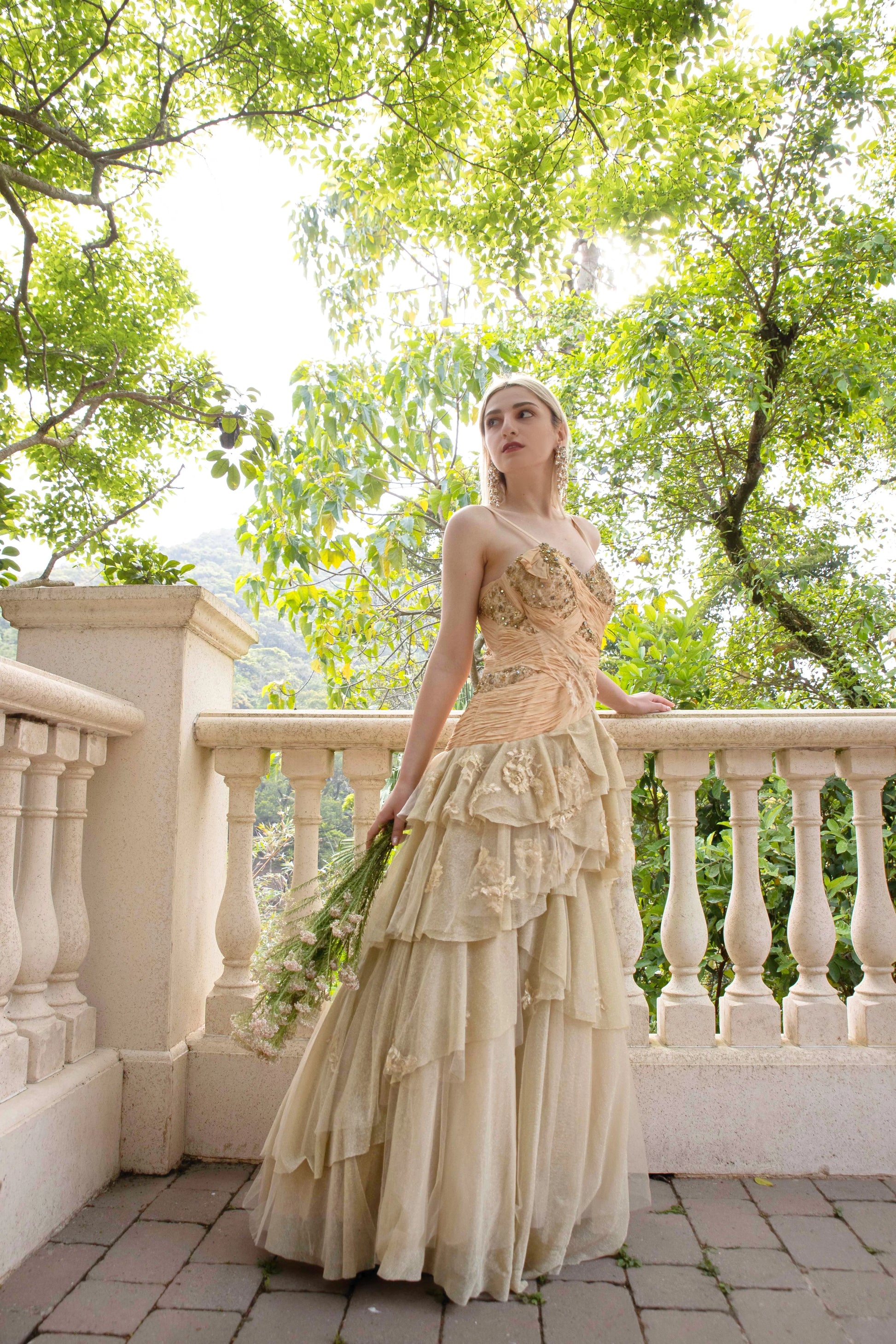 Gorgeous Ball Gowns | Chantilly Cream Layered Ball Gown | Freis Spirit