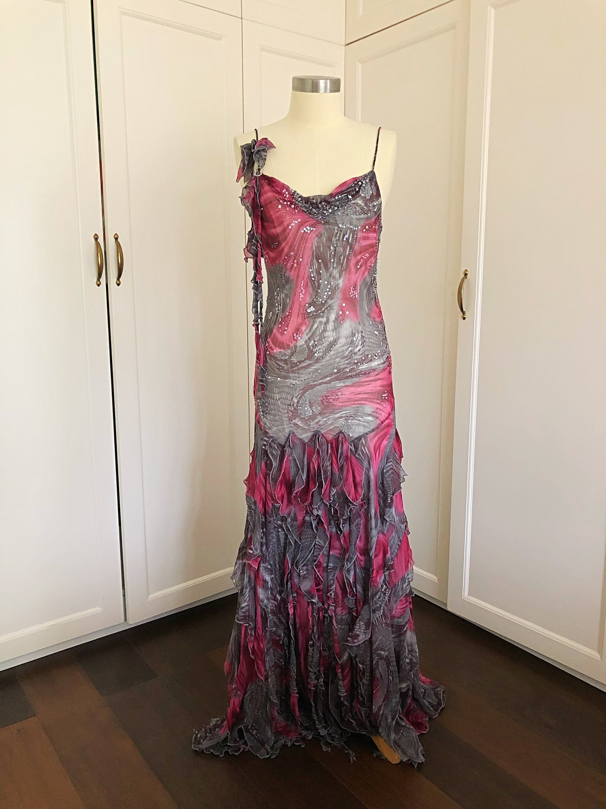 Vintage Maxi Dresses | Hot Fuchsia Molten Maxi Dress | Freis Spirit