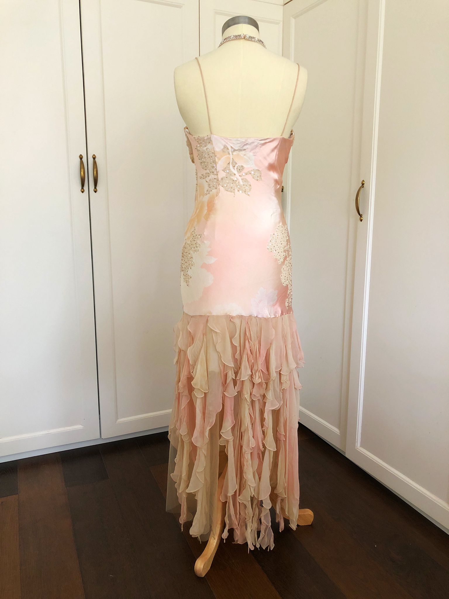 Pink Satin Dress | Cream & Crystals Royal Satin Gown | Freis Spirit