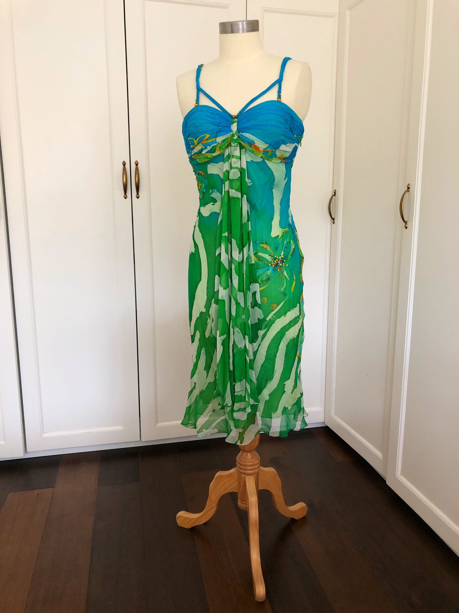 Maxi Dress with Straps | Aqua & Lime Resort Dress | Freis Spirit