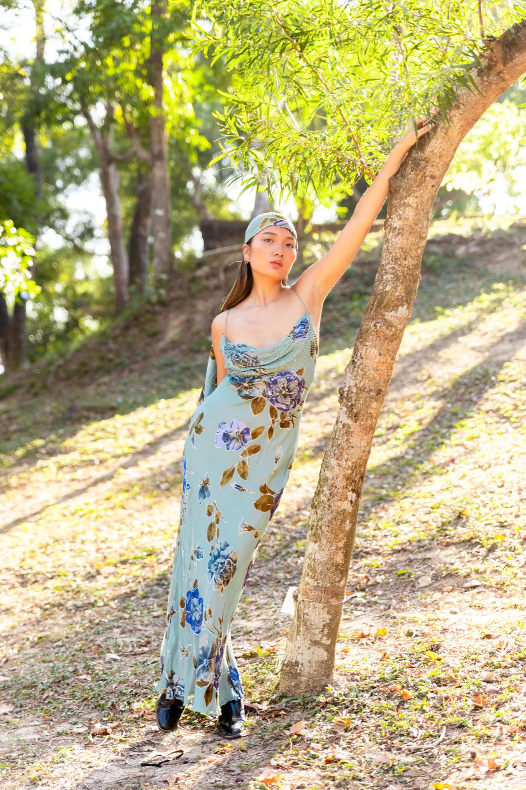 Blue Floral Maxi Dress | Women's Dresses | Freis Spirit