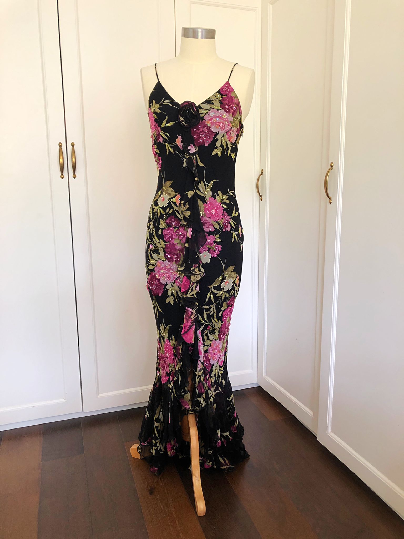 Black Floral Maxi Dress | Beaded Maxi Dress | Freis Spirit